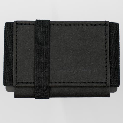 slim wallet in schwarz vor weißem Hintergrund in Kreditkartenformat